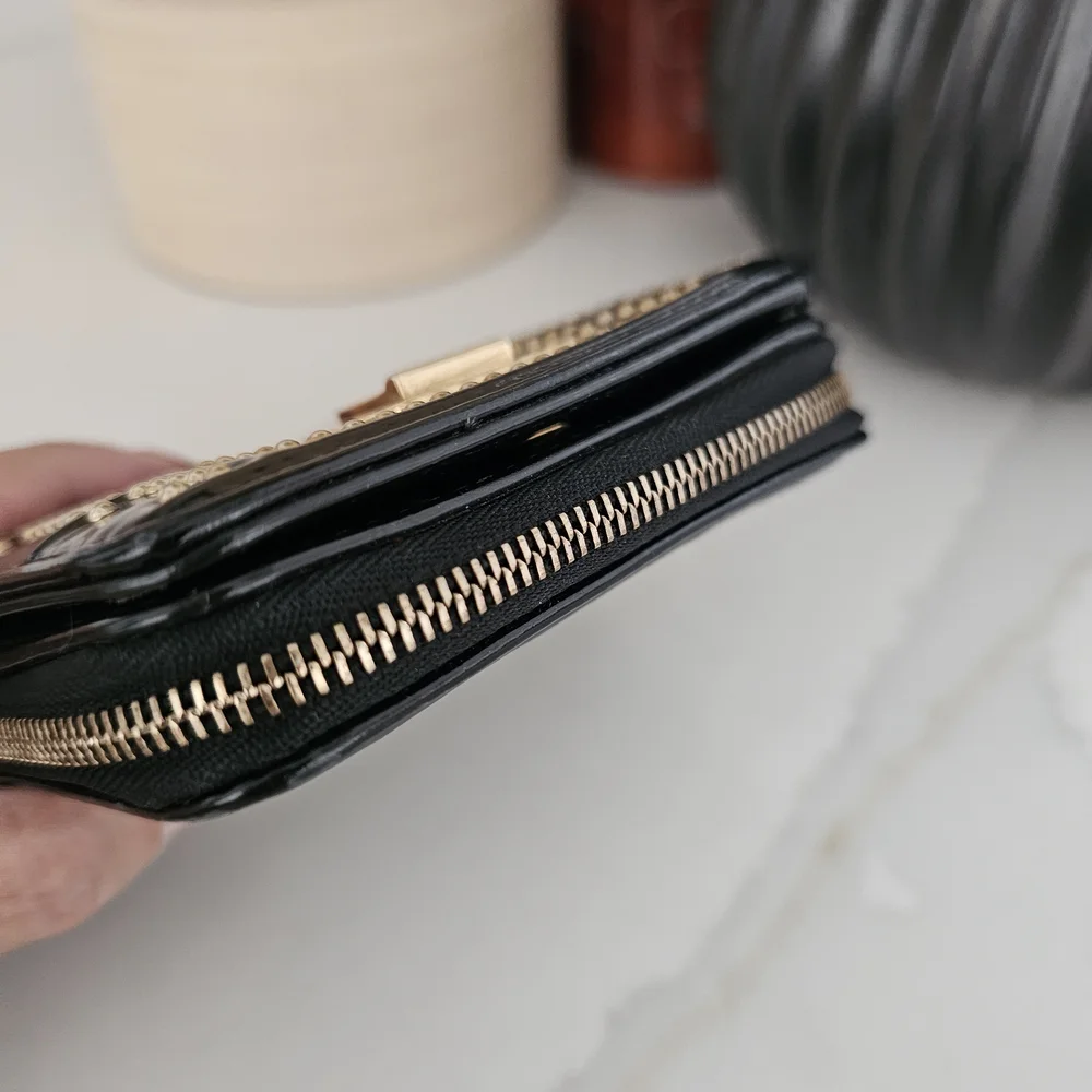 Dior Black Wallet with Gold Studs